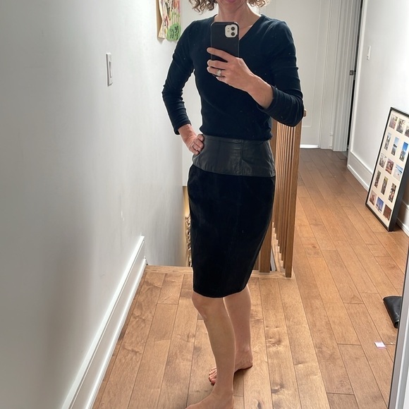 Vintage Charles Klein Black Leather suede 1980's Pencil Skirt size 4 - Picture 11 of 12